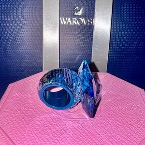 Amazing Authentic Swarovski Blue XL Ring 60 NEW
